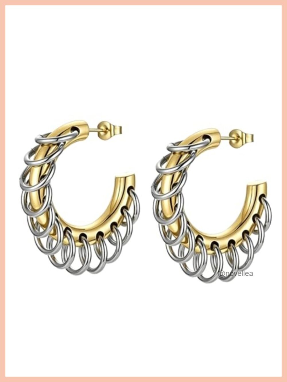 18K Gold Plated Stainless Steel Chunky Hoop Earrings C-Hoop Statement Dangle